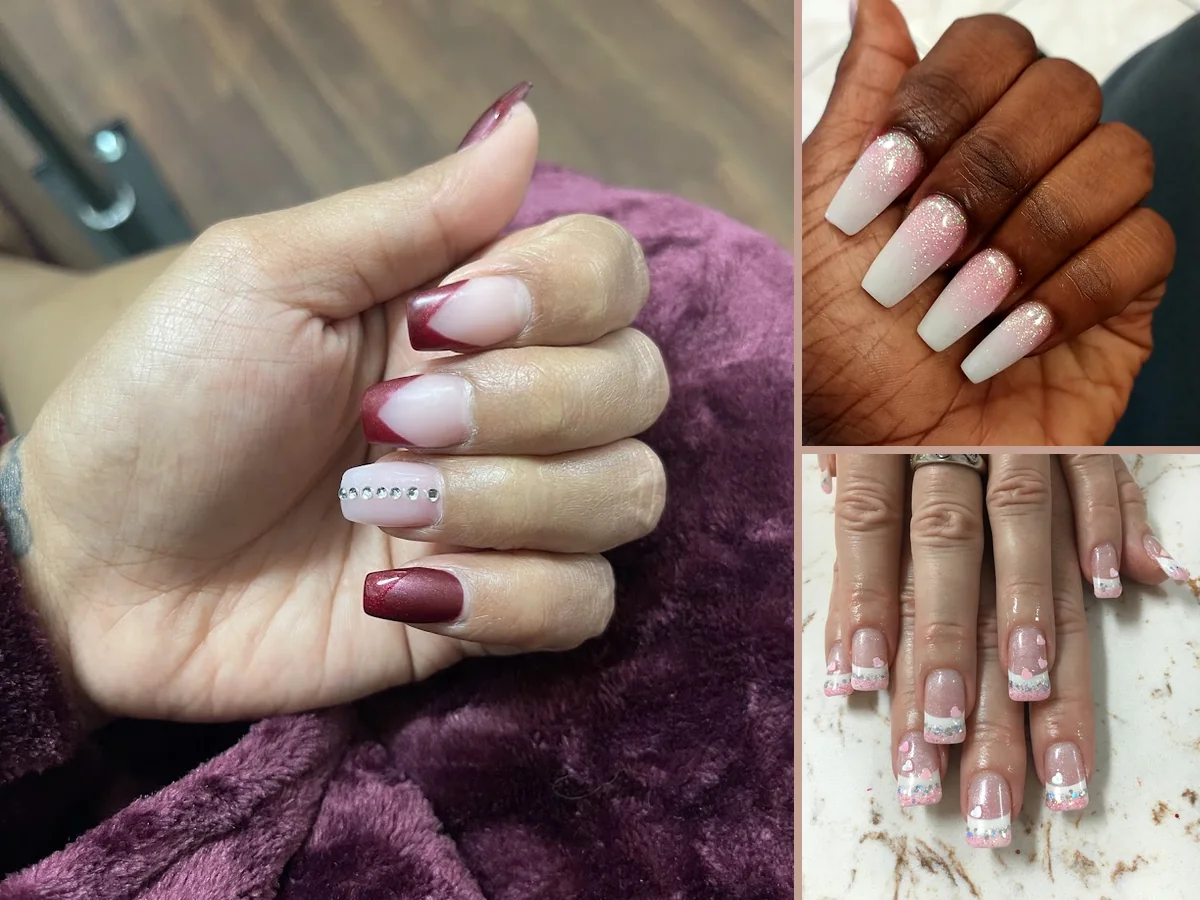 Bright salon space with nail tables